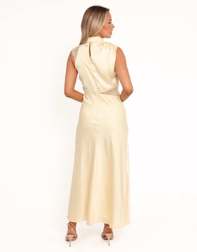 Petal & Pup - Anabelle Halter Neck Lace Maxi Dress - Butter Yellow