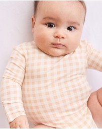 Kynd Baby - Comfy Bodysuit Long Sleeve in Neutral Gingham