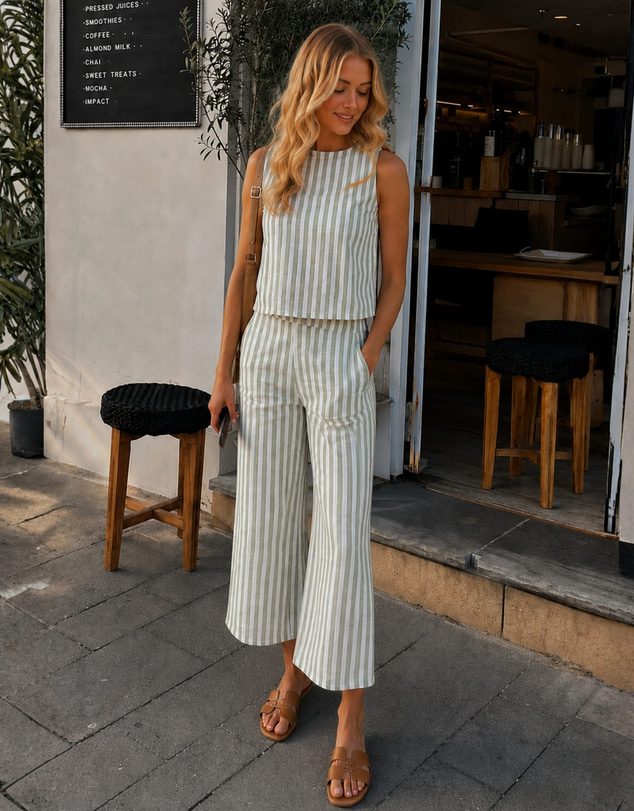 Esther & Co - Lizo Top - Khaki Stripe