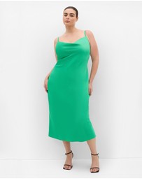 City Chic - Sadie Satin Slip Dress - greenstone