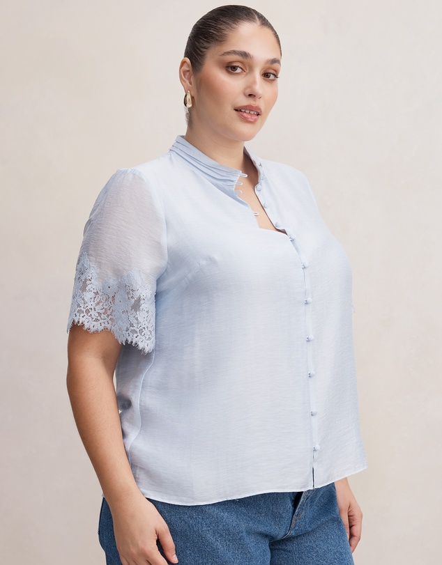 Forever New Curve - Ana Curve Lace Detail Blouse