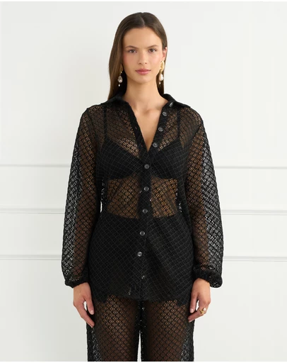 Aqua Blu Australia - Black Odilia Beach Shirt