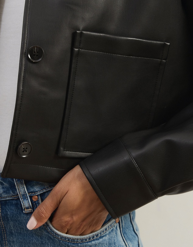 Atmos&Here - Annalise Leather Look Cropped Shacket