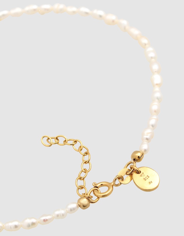 Elli Jewelry - Freshwater Pearl Anklet in Gold-Plated 925 Silver
