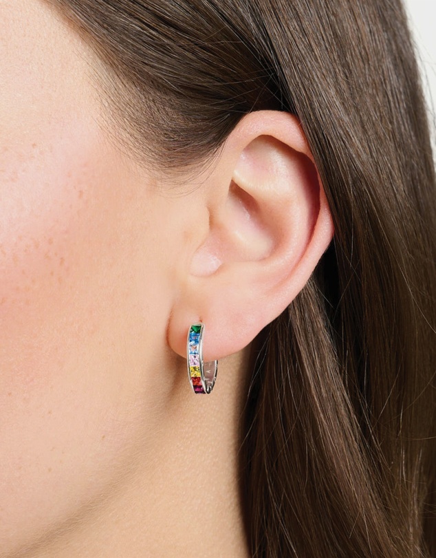 THOMAS SABO - Hoop earrings colourful stones pave silver