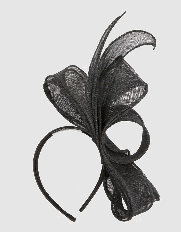 Max Alexander - Black Sinamay Bow Racing Fascinator