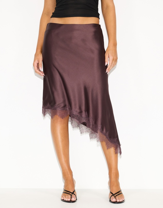 Dazie - Aralina Lace Trim Midi Skirt