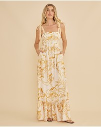 Amelius - Rosemallow Shoulder Tie Maxi Dress