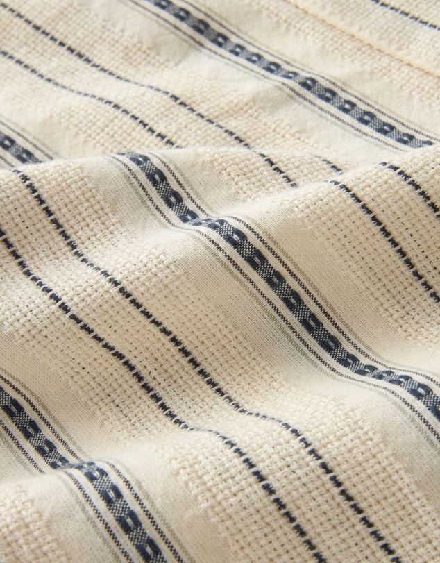 NEXT - Textured Stripe Short Sleeve Shirt With Cuban Collar