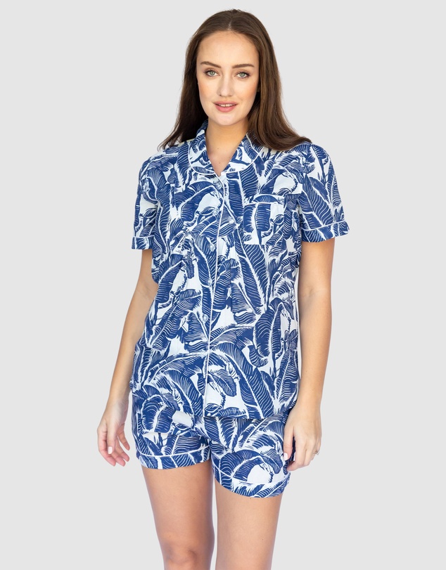 Sant And Abel - Women's Martinique® Blue Banana Leaf Short PJ Set