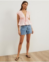 Atmos&Here - Belia Linen Blend Tie Front Top