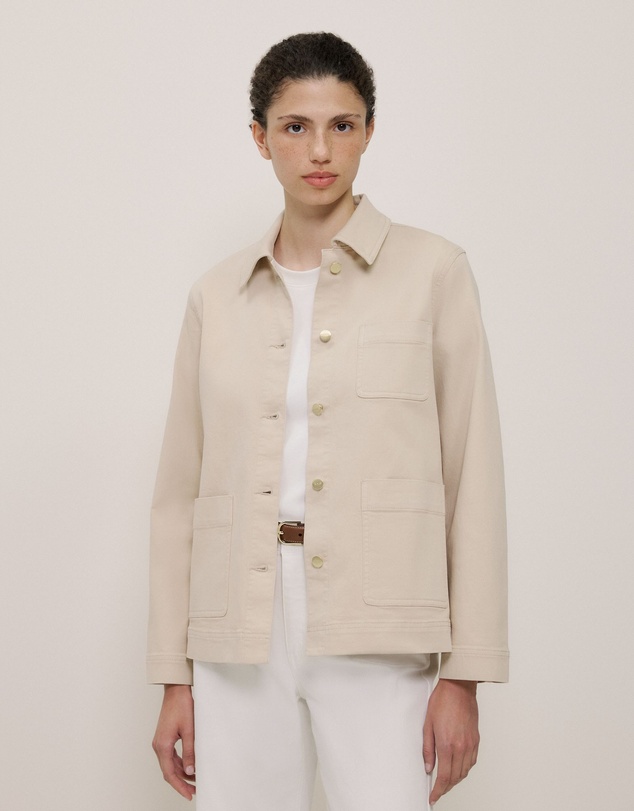 Trenery - Garment Dyed Denim Pocket Detail Jacket in Sandstone