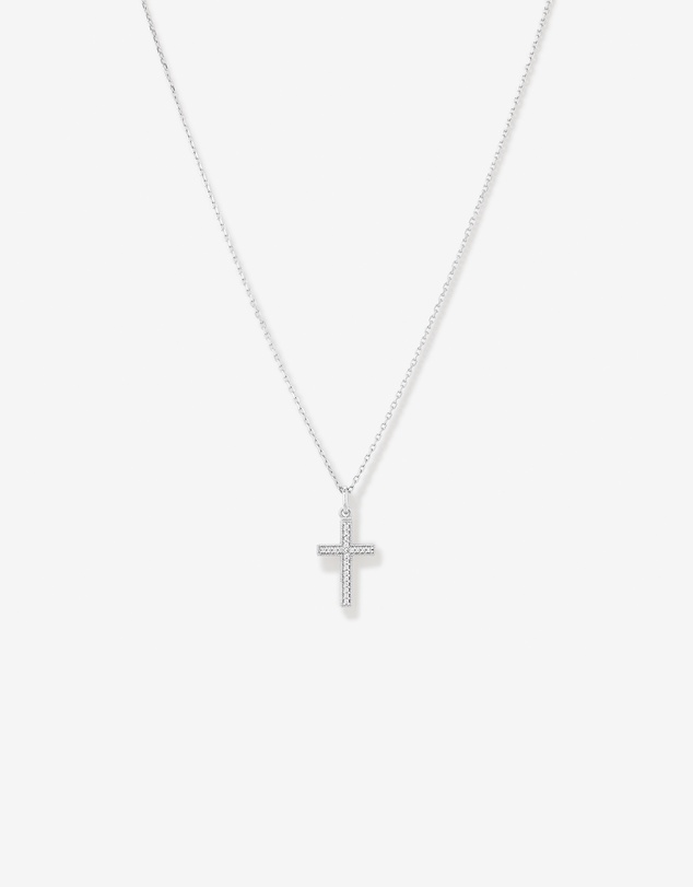 Michael Hill - Cubic Zirconia Cross Pendant Necklace in Sterling Silver