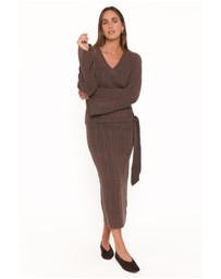 Petal & Pup - Everett Cable Knit Skirt Set - Chocolate
