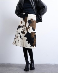 TOPSHOP - Fax Fur Pony Skin A-Line Midi Skirt