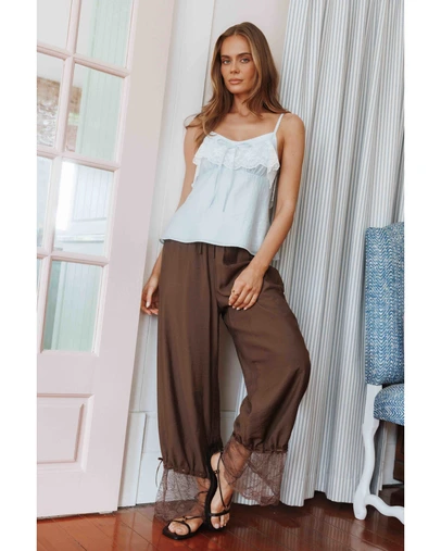 Petal & Pup - Rosanna Lace Hem Balloon Pants - Chocolate Brown