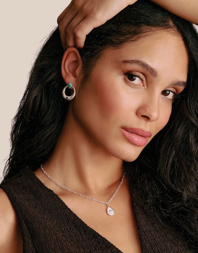 THOMAS SABO - THOMAS SABO Half-Hoop Earrings with Turquoise, White & Red Stones