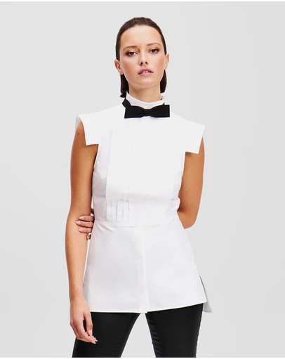 Karl Lagerfeld - Sleeveless Bow Tie Blouse