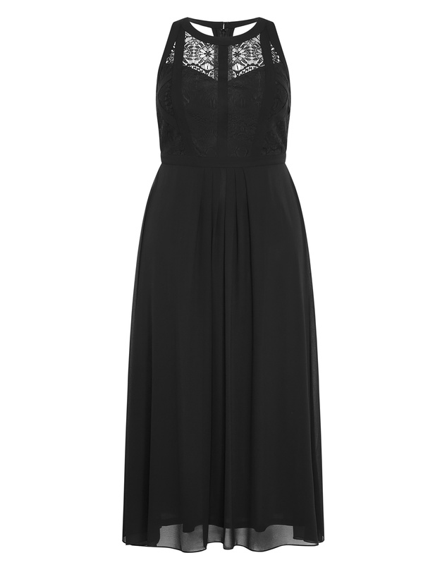 City Chic - Plus size Panelled Bodice Maxi Dress - black