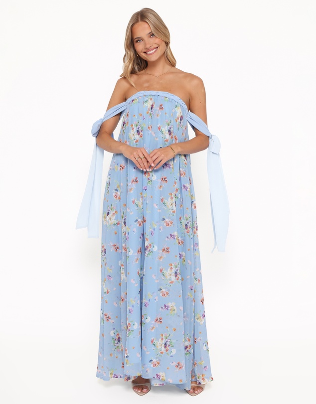 Petal & Pup - Codie Off Shoulder Maxi Dress - Cornflower Blue Floral
