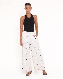 Petal & Pup - Valora Wide Leg Pant - White Black Polka Dot