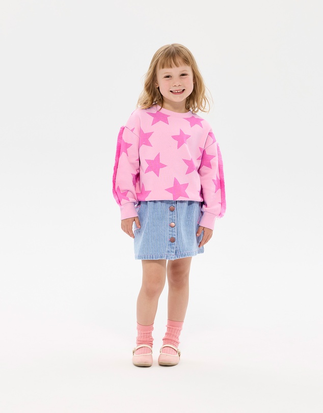Rock Your Kid - Pink Star Funky Fringe Sweatshirt