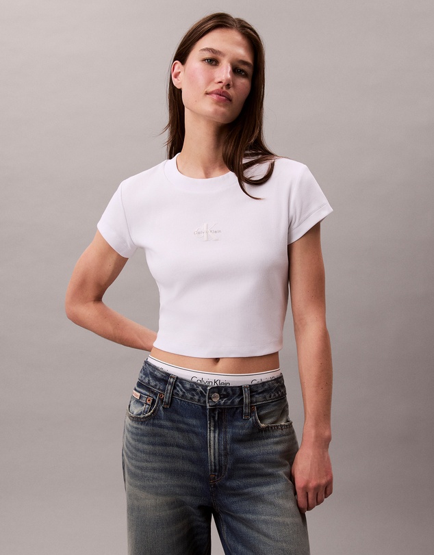 Calvin Klein Jeans - Monogram Logo Ribbed Baby Tee