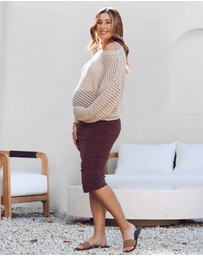Angel Maternity - Valerie Maternity Crochet Sweater Beige