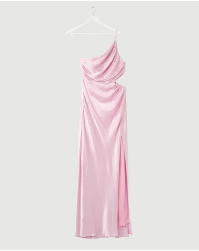Revibe - Repaired Shona Joy La Lune Asymmetrical Gathered Maxi Dress - AU 10