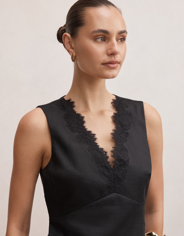Forever New - Zali Lace Trim Linen Mini Dress