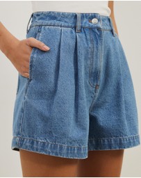 Atmos&Here - Devon Pleated Denim Shorts