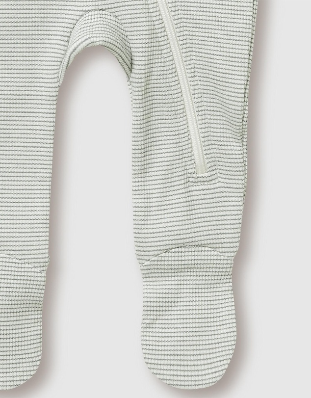 Wilson & Frenchy - Organic Stripe Rib Zipsuit with Feet - Babies