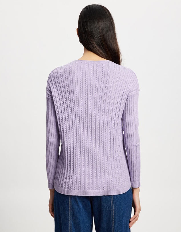 Lindsay Nicholas New York - V-Neck Cable Sweater