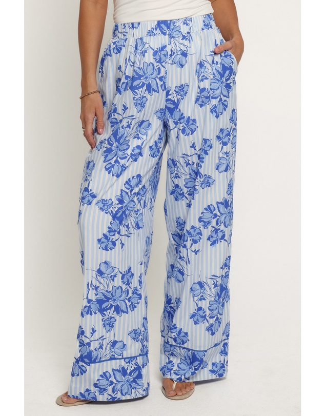 Petal & Pup - Braxton Wide Leg Cuff Pants - Paisley Blue Stripe