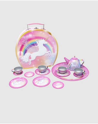 Pink Poppy - Unicorn Dreamer 15 Piece Tin Tea Set In Carry Case