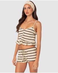EDIKTED - Kathy Striped Ruffle Hem Tank Top