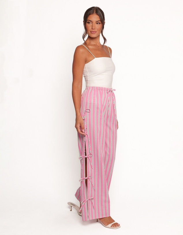 Petal & Pup - Ashton Tie Detail Pant - Pink Green Stripe