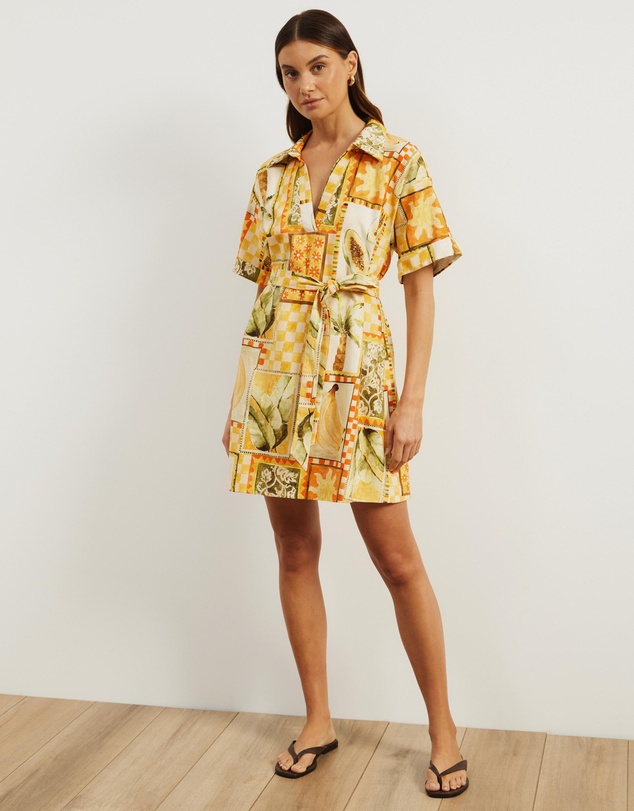 Atmos&Here - Britt Linen Blend Belted Mini Dress