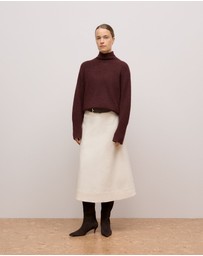 Trenery - Natural Seed Denim Panelled Skirt in Ecru
