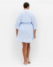 City Chic - Kitty Check Print Sleepwear Kimono