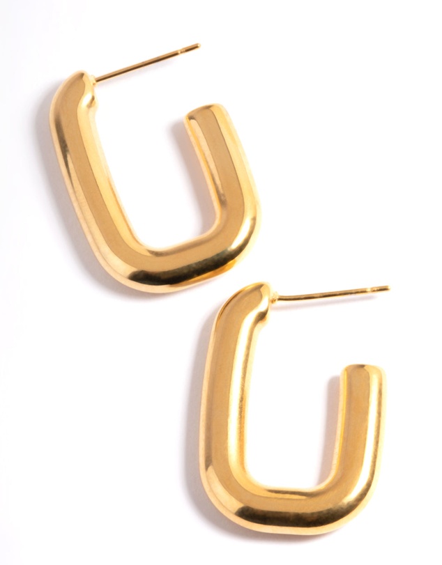 Lovisa - Waterproof Gold Plated Stainless Steel Rounded Square Hoop Earrings