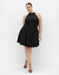 City Chic - Halter Jacquard Mini Dress - black