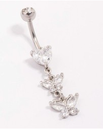Lovisa - Surgical Steel Heart Butterfly Drop Belly Piercing