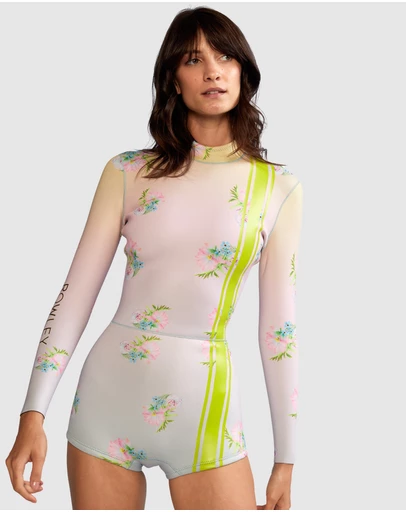 Cynthia Rowley - FLORAL RACING STRIPE WETSUIT