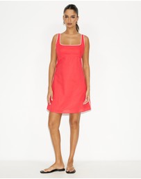 Dazie - Guava Stripe Linen Blend Mini Dress