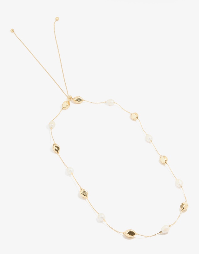 Lovisa - Gold Plated Freshwater Pearl Molten Station Adjustable Necklace