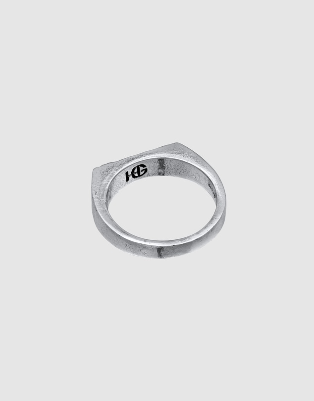 Haze & Glory - ICONIC EXCLUSIVE - Rough Bar Signet Ring in Oxidised 925 Silver