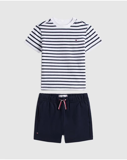 Tommy Hilfiger - Essential Stripe T-Shirt And Shorts Set - Babies