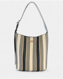 GUESS - Stripe Nicolette Large Bucket Shoulder Bag