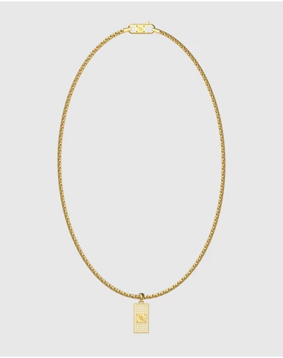 GUESS - Gold-Tone 4G Pave Pendant Necklace